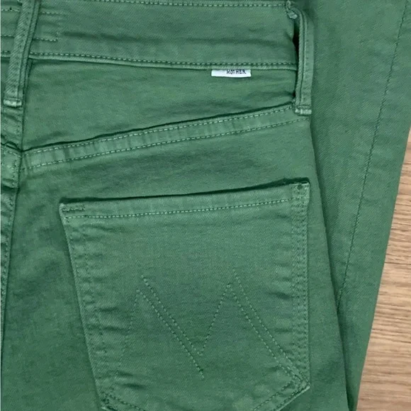 Mother The Mid Rise Dazzler Ankle Fray Play Date Jeans Juniper Green Size 26 - Picture 15 of 16